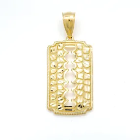 10K GOLD RECTANGLE CUT OUT PENDANT 2.25"