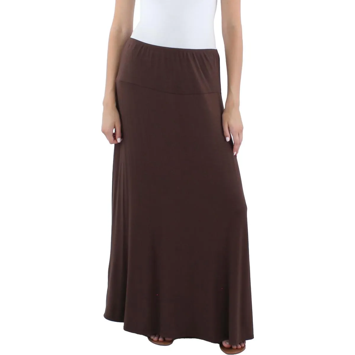 24seven Comfort Apparel Womens Banded Pull On Midi Skirt