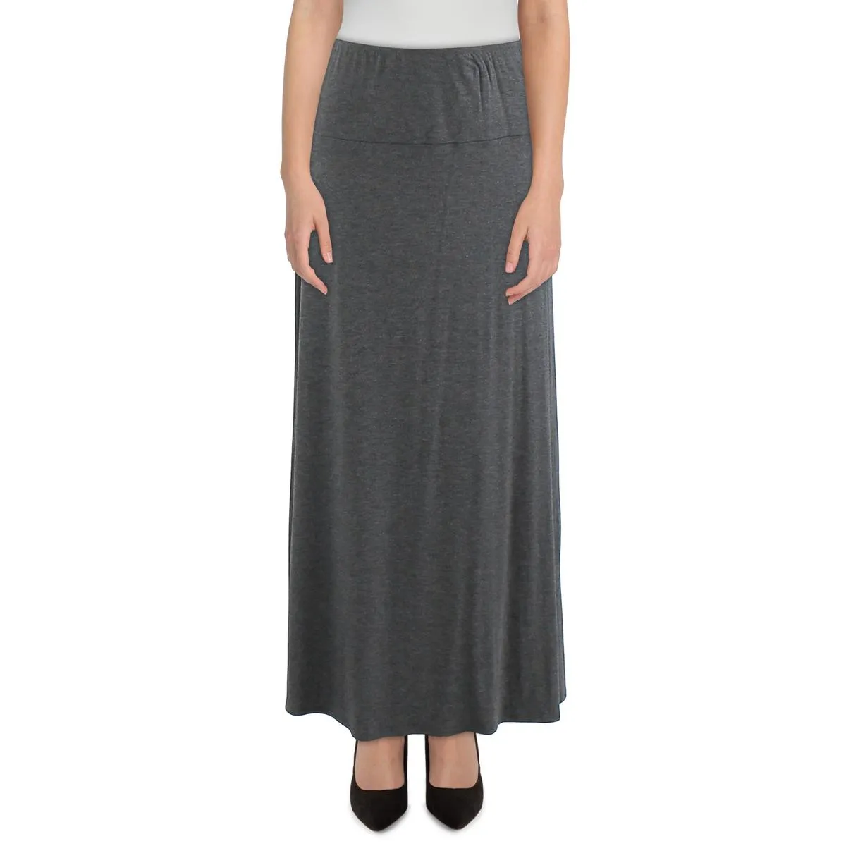 24seven Comfort Apparel Womens Banded Pull On Midi Skirt