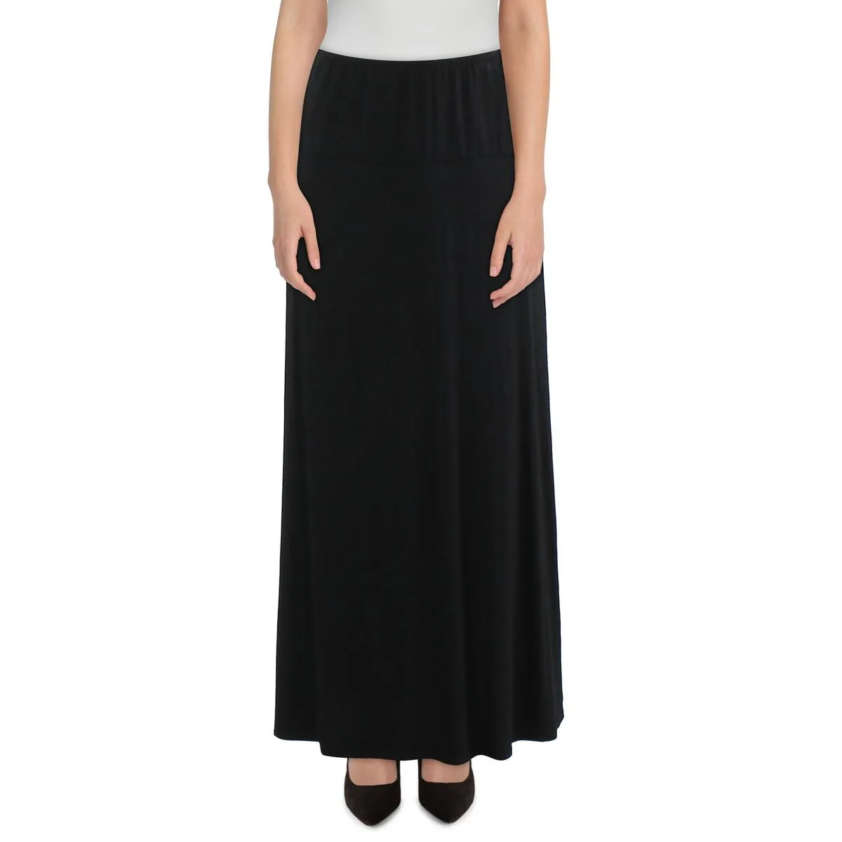 24seven Comfort Apparel Womens Banded Pull On Midi Skirt