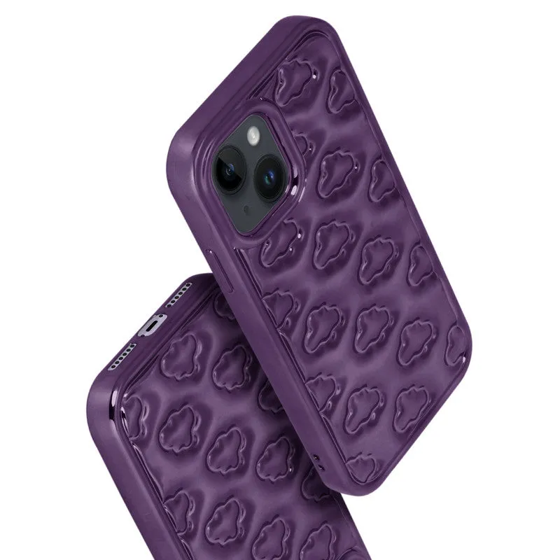 3D Cute Cloud Pattern Back Cover for Apple iPhone 15