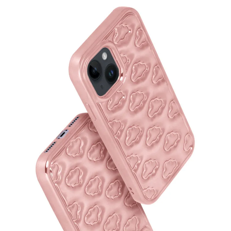 3D Cute Cloud Pattern Back Cover for Apple iPhone 15