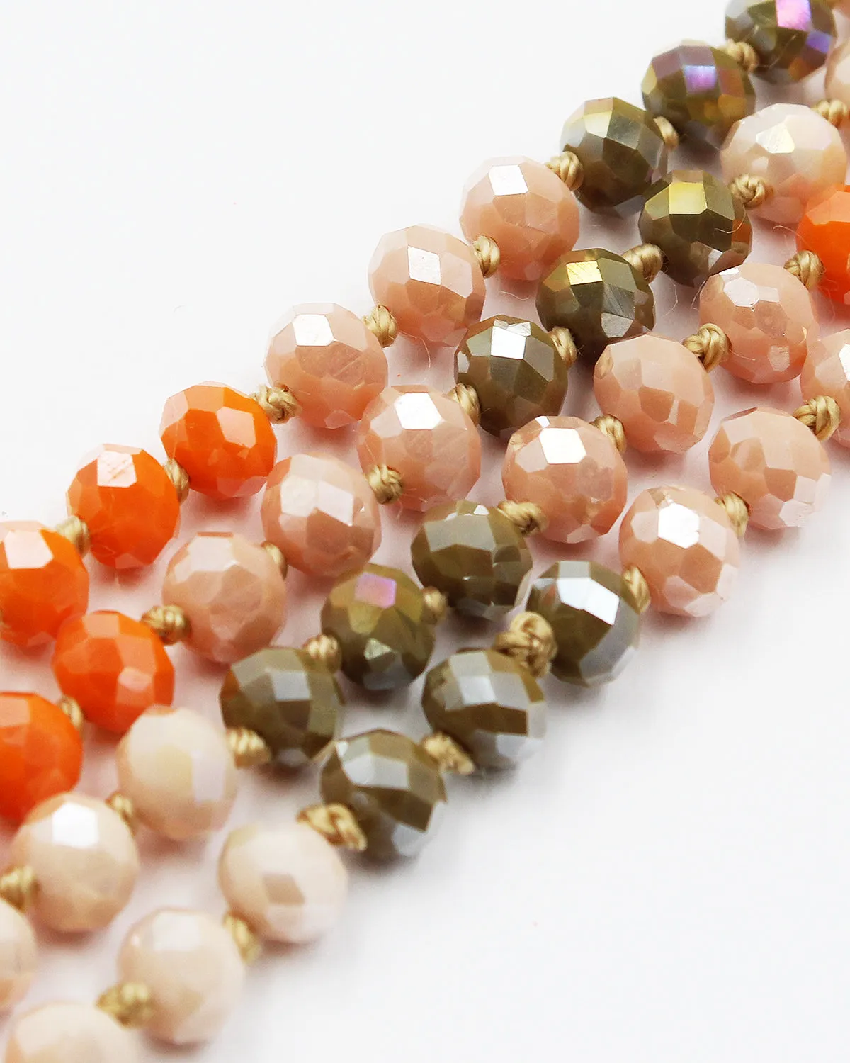 60" Knotted Faceted Crystal Beads