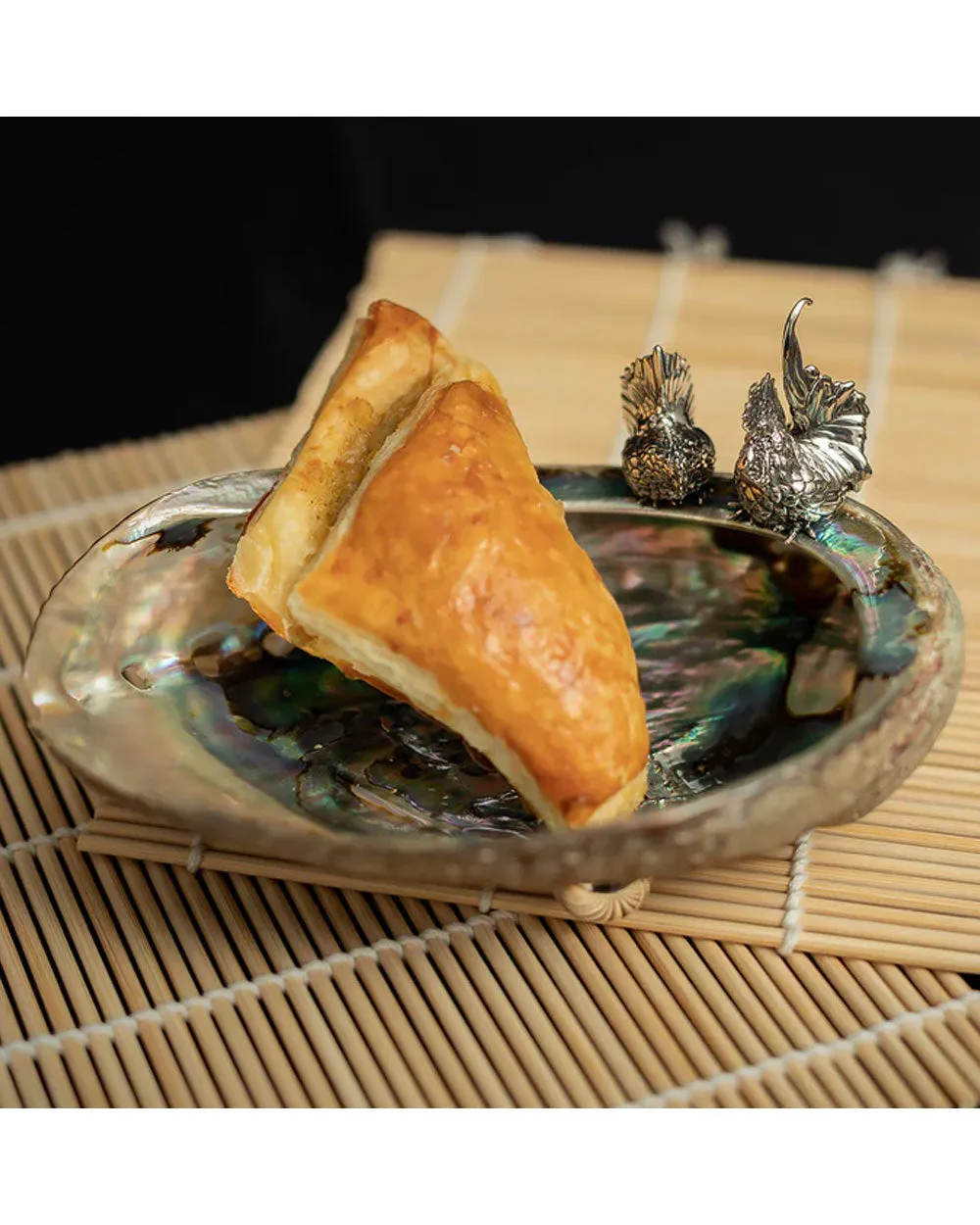 Abalone Shell Bowl with Rooster and Hen