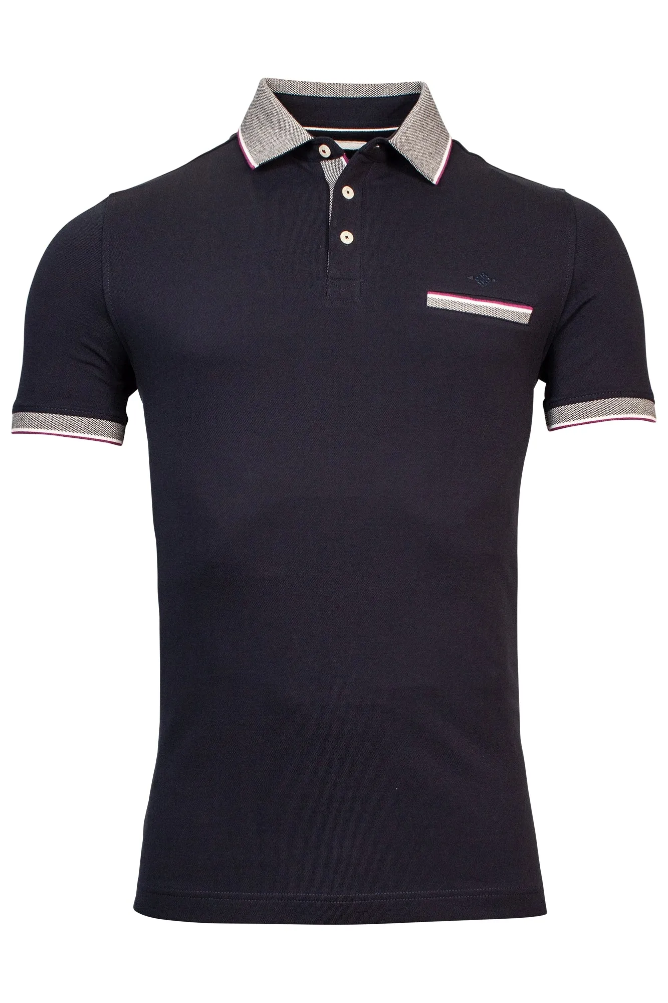 Baileys Contrast Collar Navy Polo Shirt Navy