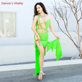 Belly Dance Performance Clothes Women's Drum Solo Tassel Dynamic Stage Performance Clothes Cusomzied Girl's Oriental Wear Outfit