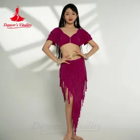 Belly Dancer Costume Set for Women Sexy Top sexy Drum Solo Skirt 2pcs Oriental Belly Dancing Wear Clothing Bellydance Outfit