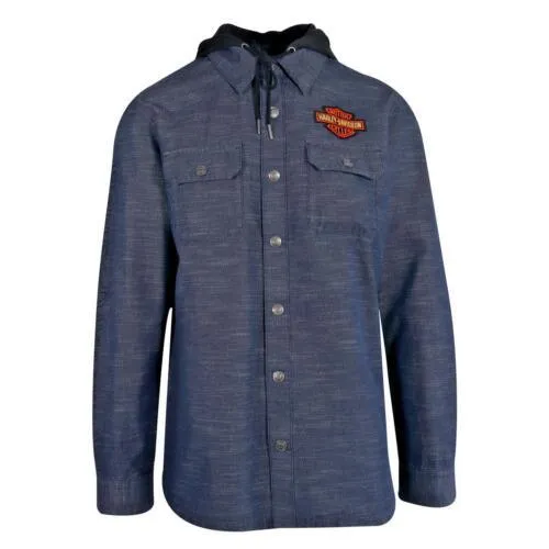 Branded Men's Denim Jacket Blue Dark Wash Patch Logo (101)