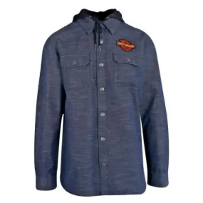 Branded Men's Denim Jacket Blue Dark Wash Patch Logo (101)