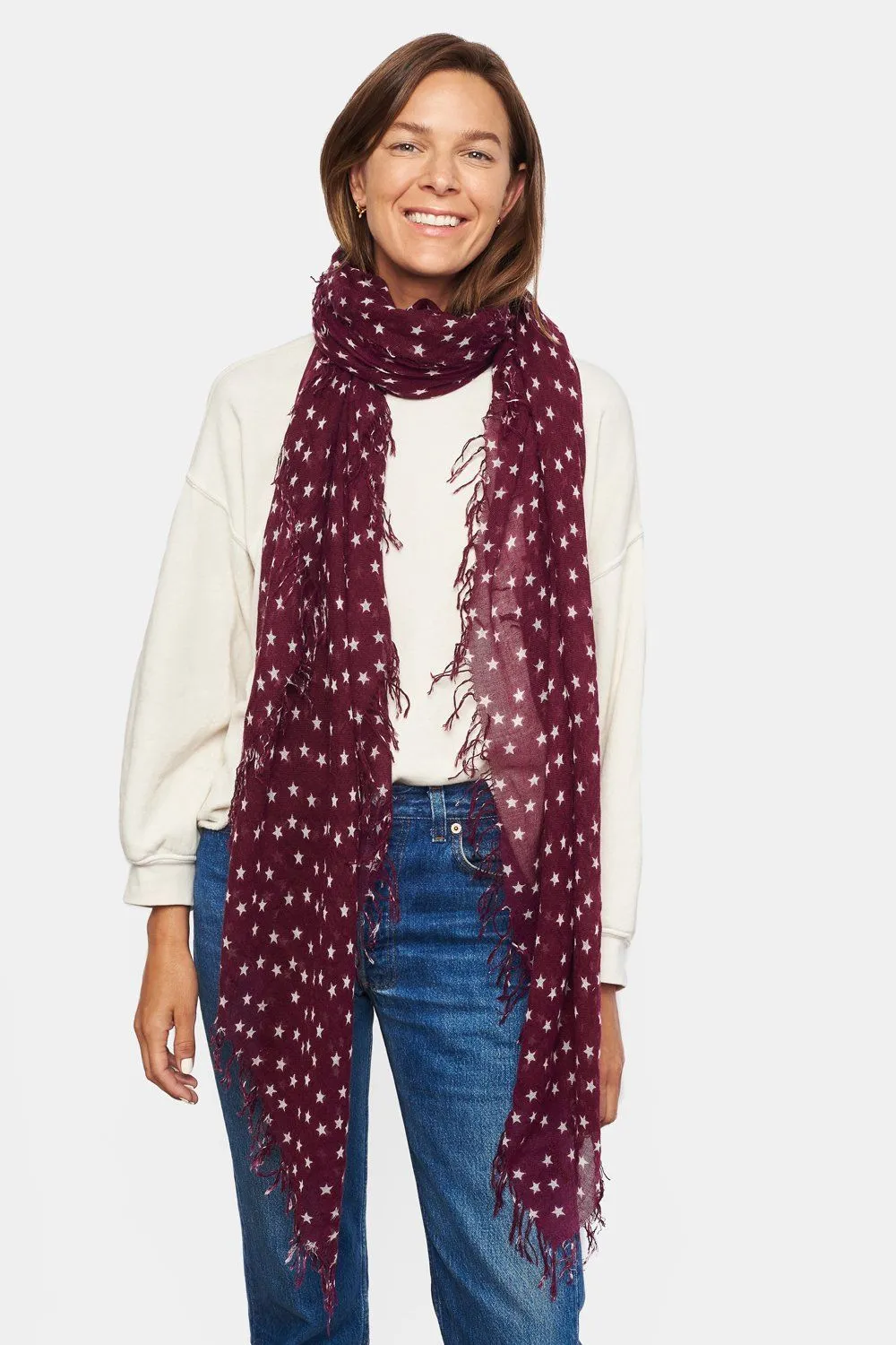 Cashmere and Silk Scarf Tawny Port Star