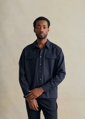 De Bonne Facture Two Pocket Overshirt Cold Wool / Navy