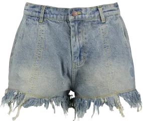 Denim Fringe Shorts