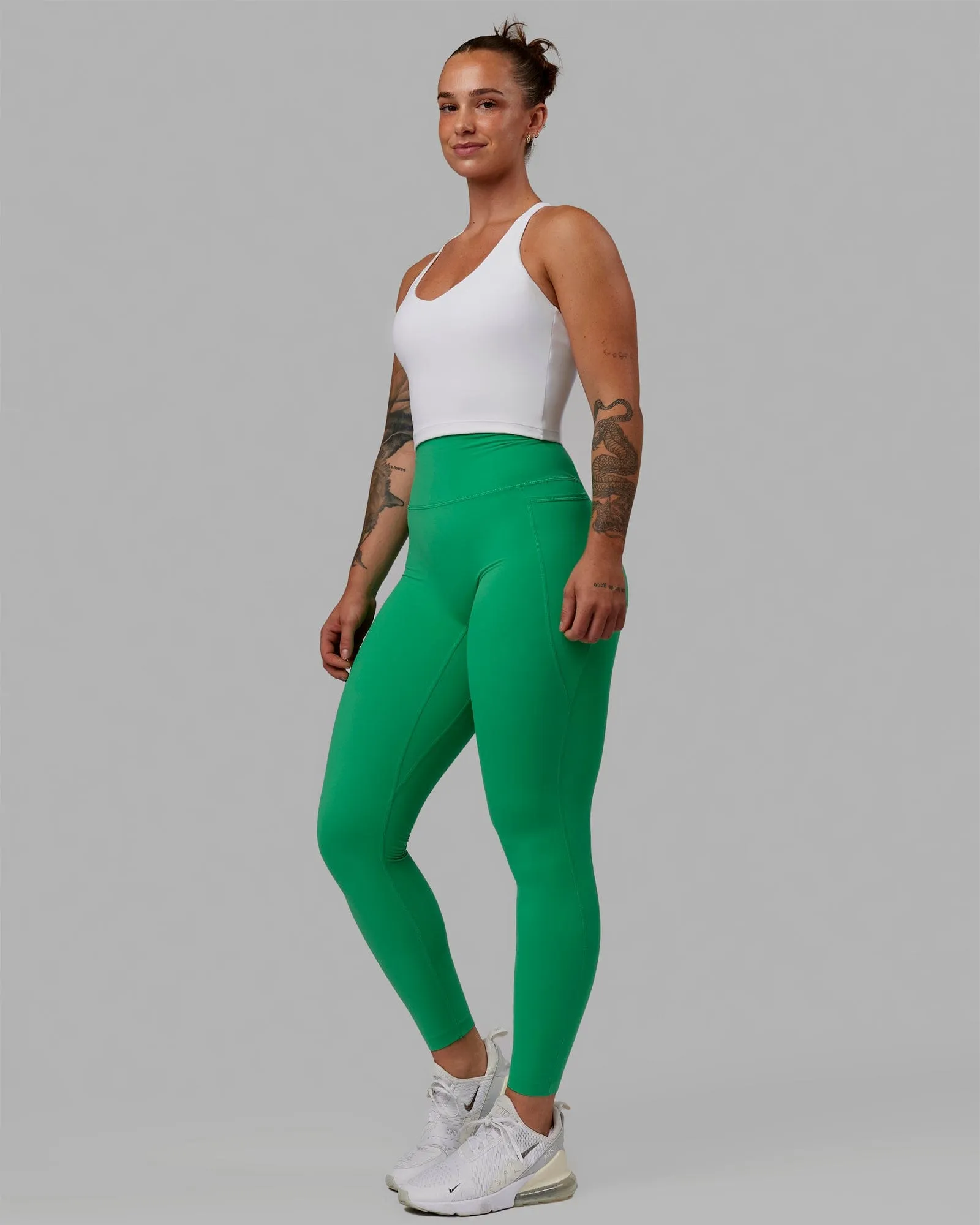 Elixir Full Length Leggings With Pockets - Holly Green