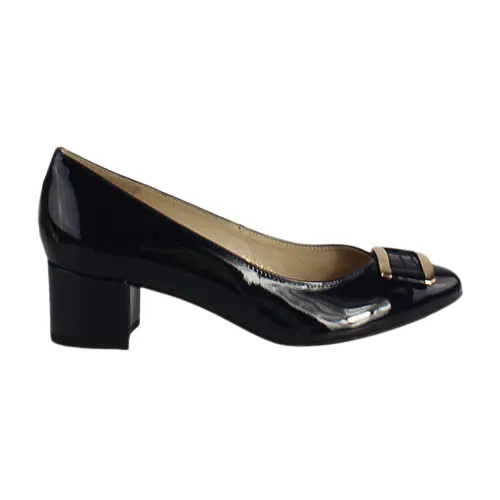 Emis  Block Heeled Pumps - 8155 - Navy Patent