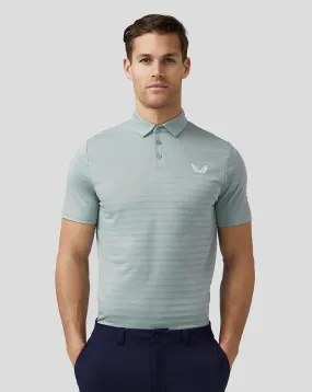 Heren Golf Getextureerde Piqué-gestreepte Polo - Blauw