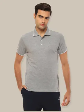 Hummel Men Grey B2B Polo Cotton Tipping