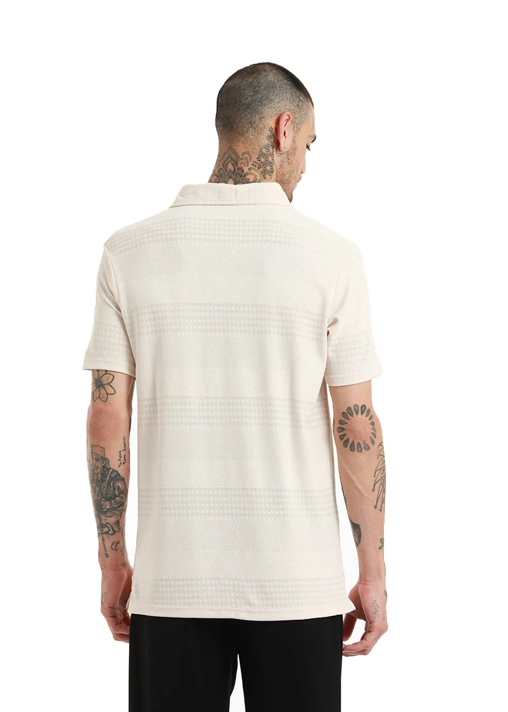 Jacquard Off White Polo T-shirt