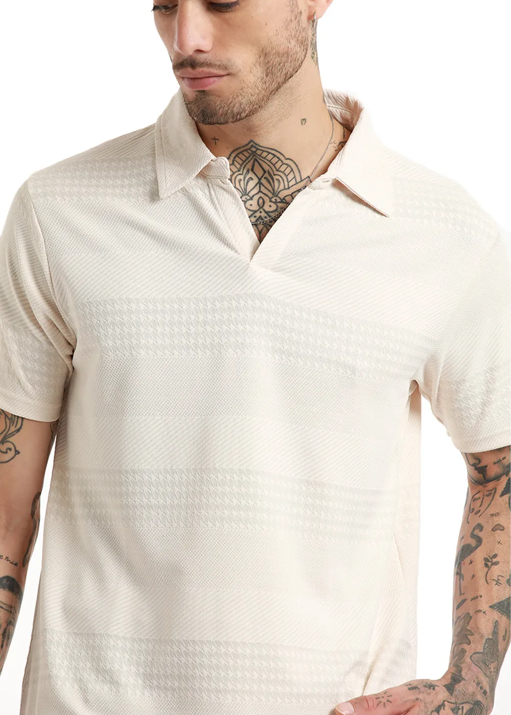 Jacquard Off White Polo T-shirt