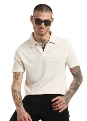 Jacquard Off White Polo T-shirt