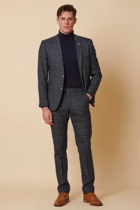 JENSON - Marine Navy Check Two Piece Suit