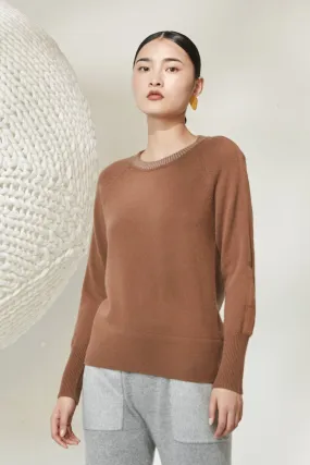 Joint stitch round neck 100% cashmere jumper