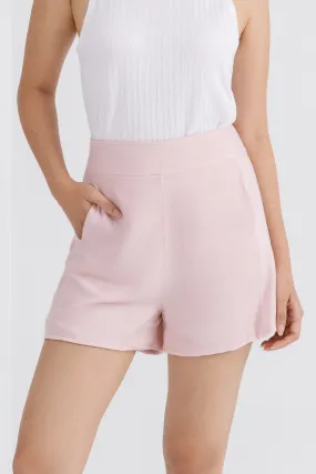 Kaia High-Waisted Shorts in Blush Pink