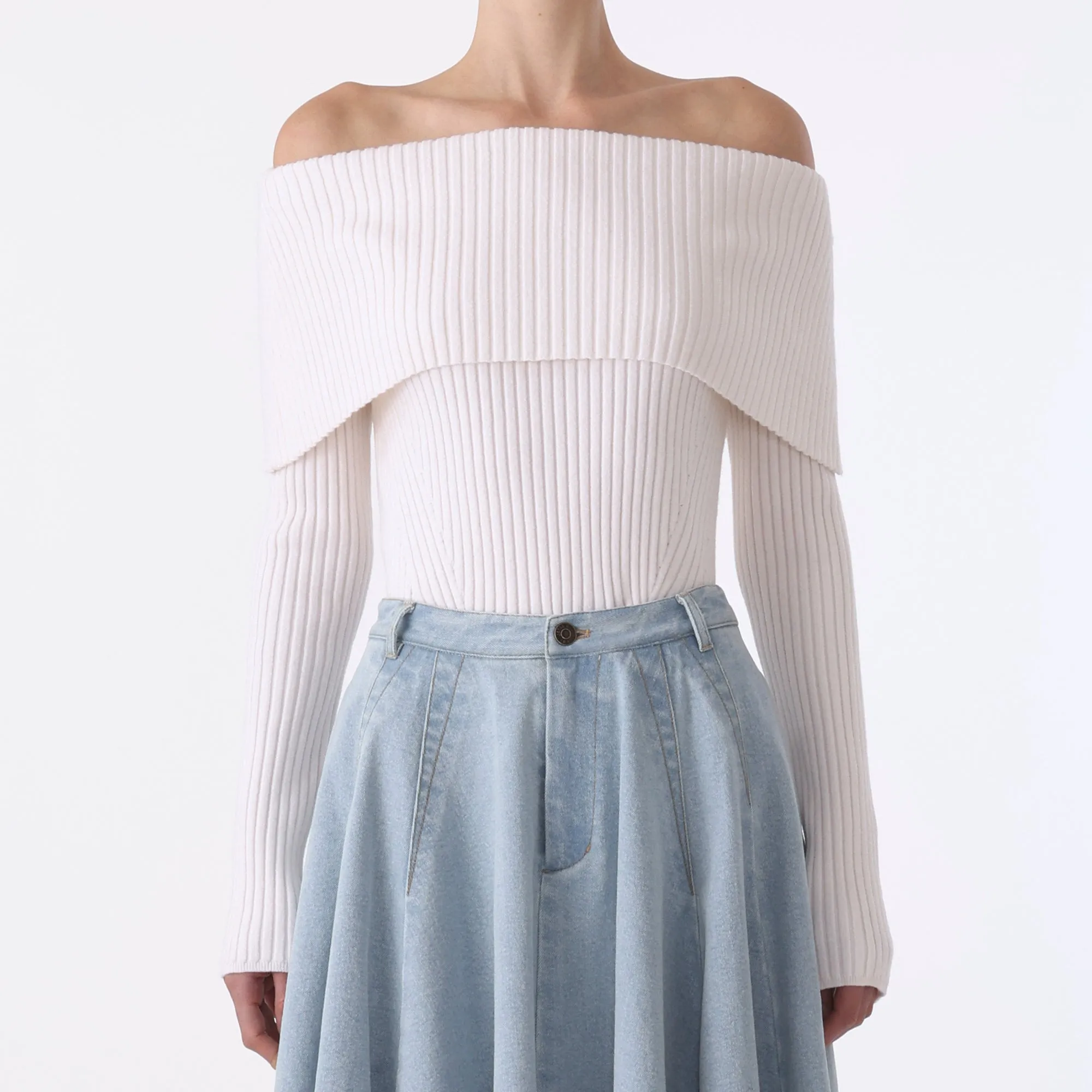 L/S OFF SHOULDER KNIT TOP