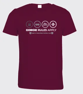 Maroon T-Shirt- Euro Style - Gorgie Rules Apply