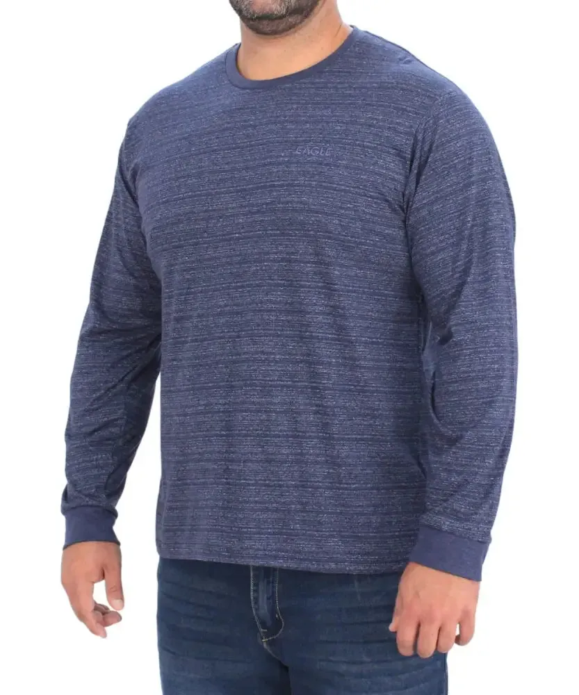 Mens Long Sleeve Space Dye Stripe Tee