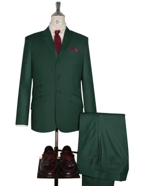 Mod Suit - Green Birdseye Suit For Men