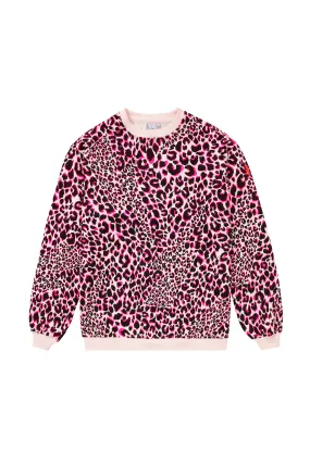 Neutral with Pink and Black Rock and Roll Leopard Oversized Sweatshirt