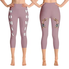 Our best viral leggings dusty rose woman power white letters