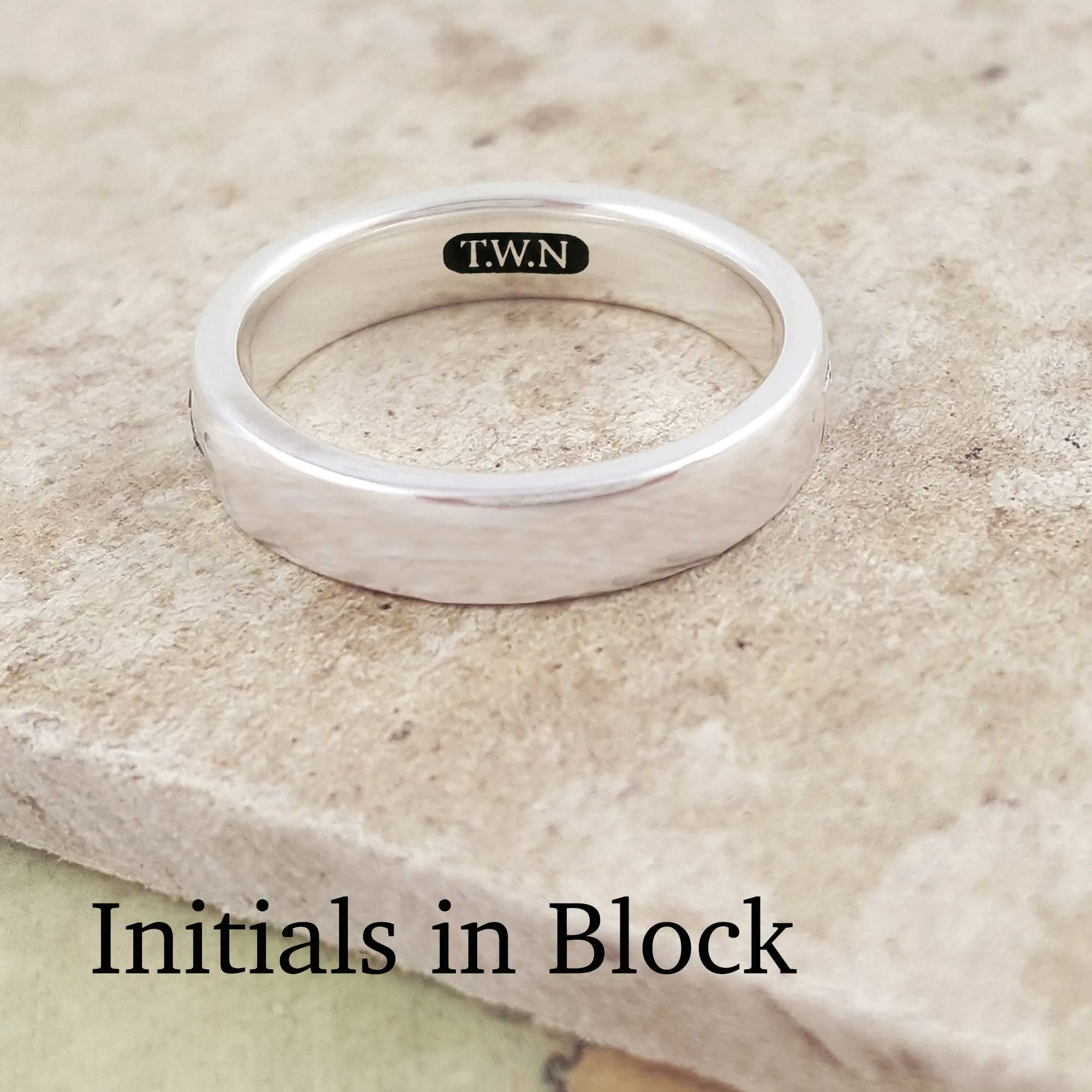 Personalised Slim Silver Message Ring