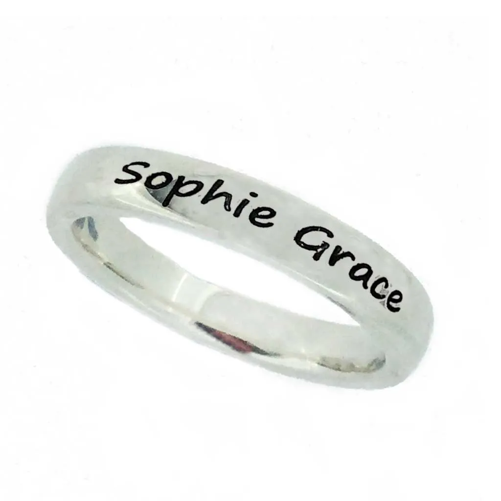 Personalised Slim Silver Message Ring