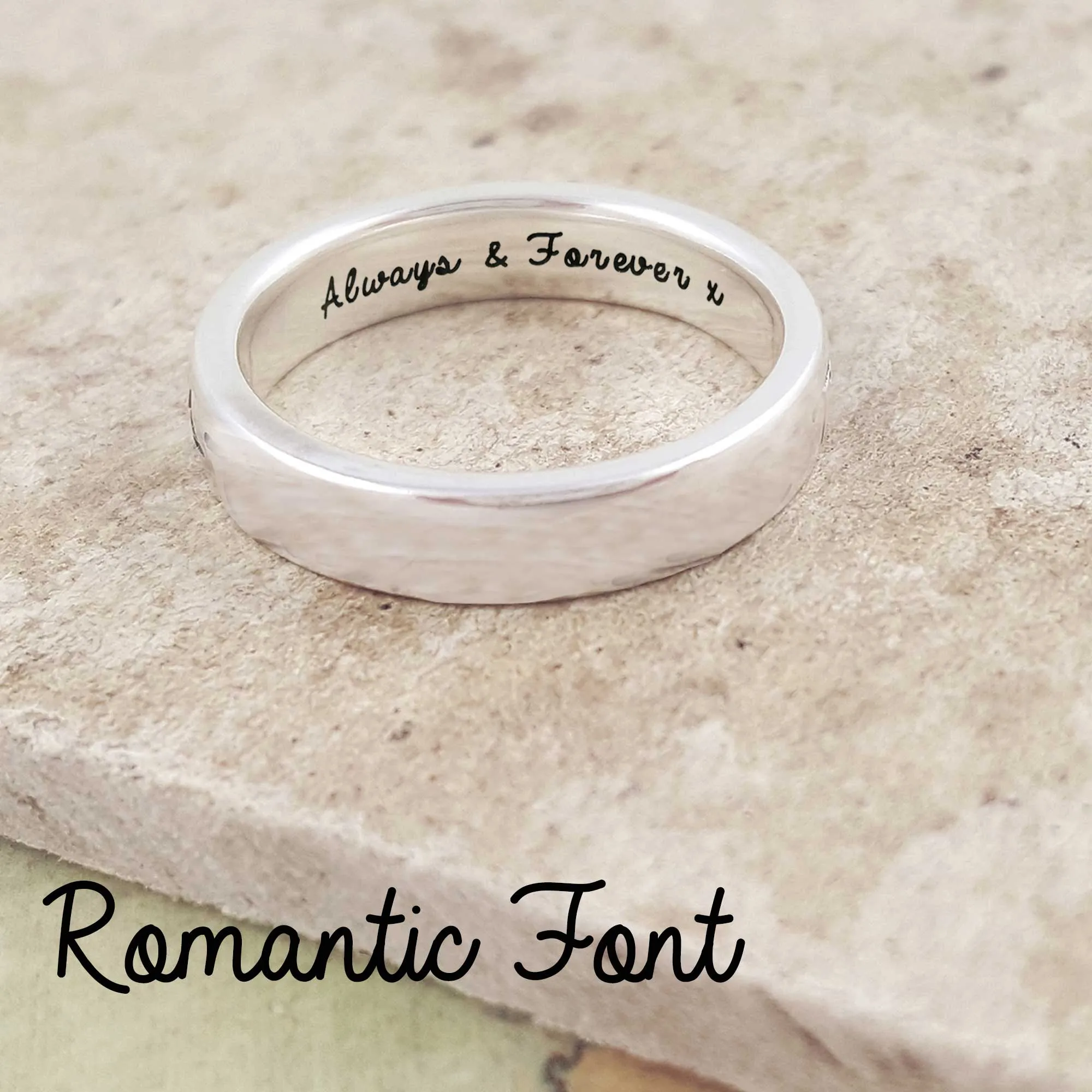 Personalised Slim Silver Message Ring