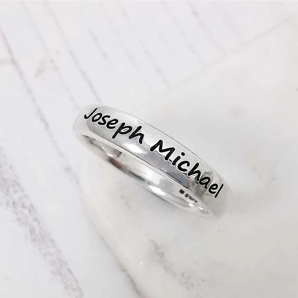 Personalised Slim Silver Message Ring