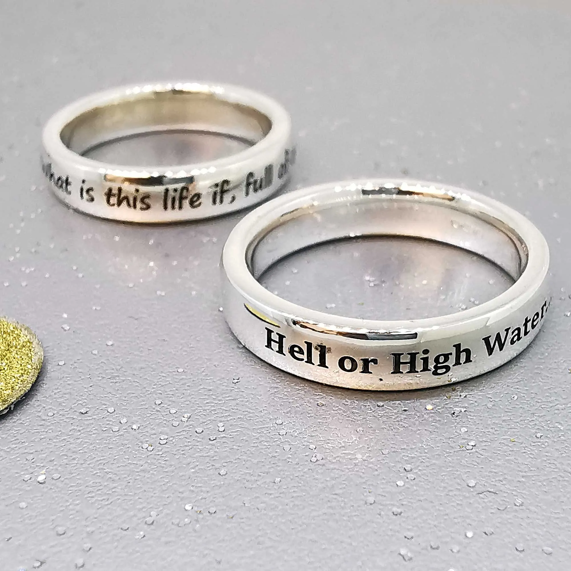 Personalised Slim Silver Message Ring