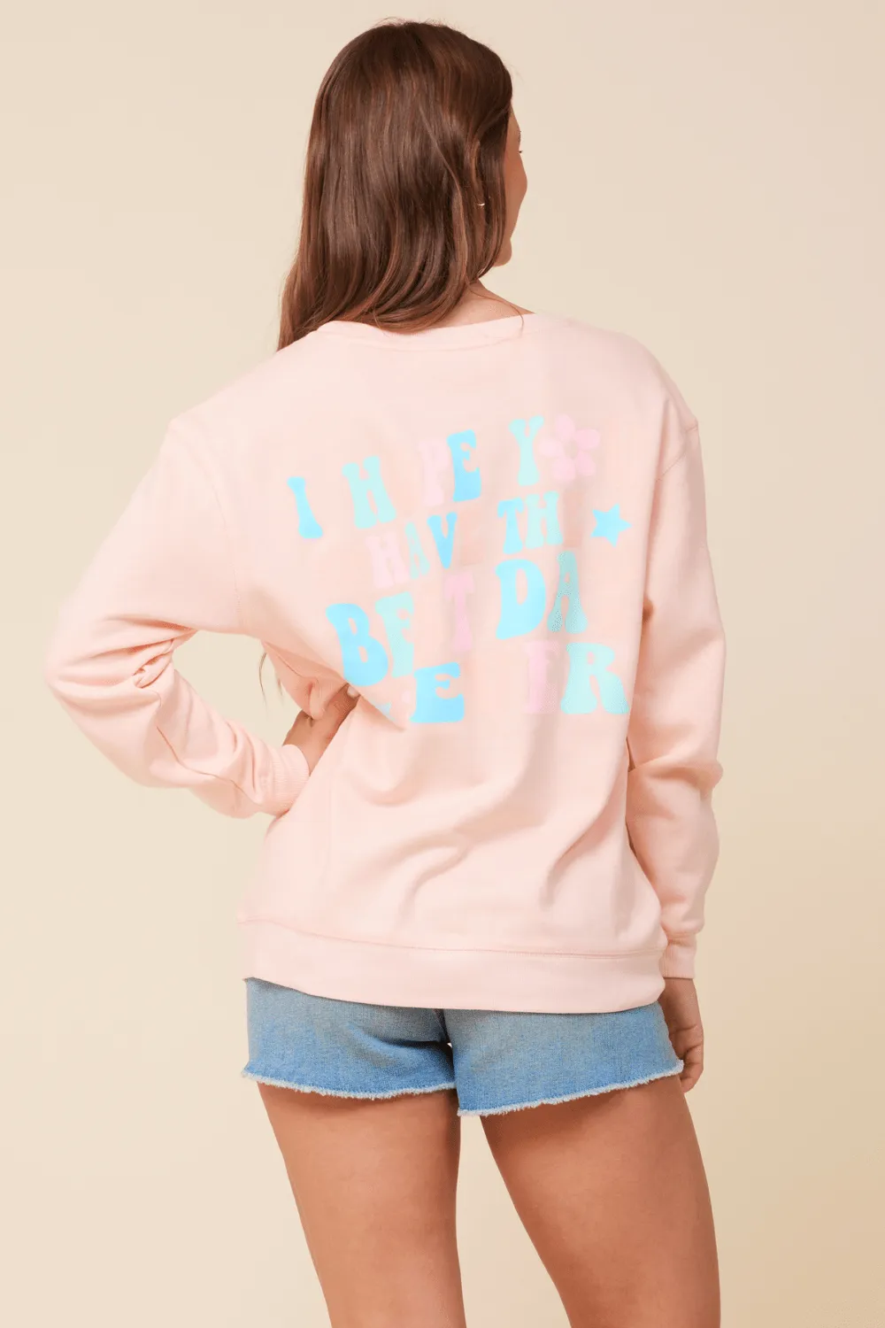 "Bridesmaid" Peach Surf Wash Crewneck Sweatshirt