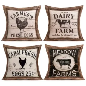 Retro Cow Pattern Linen Pillowcase, Living Room Sofa Cushion Cover