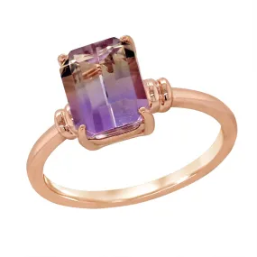 ROSE GOLD FASHION RING WITH EMERALD CUT AMETRINE