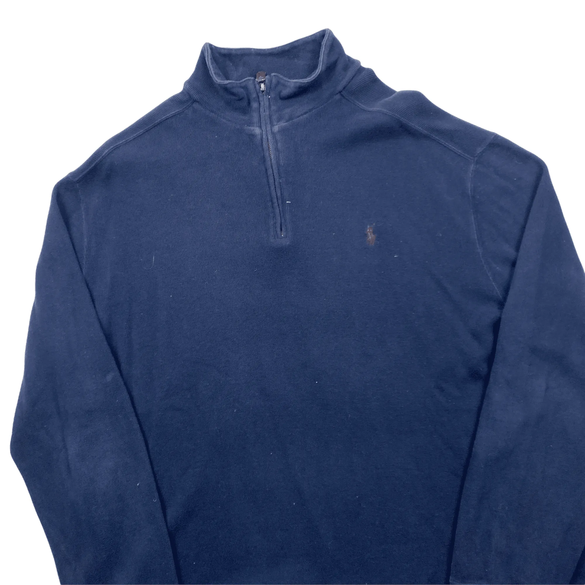 Vintage 90s Navy Blue Polo Ralph Lauren Quarter Zip Sweatshirt - Extra Large