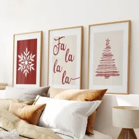 Wall Art Christmas Decoration Set of 3 Prints